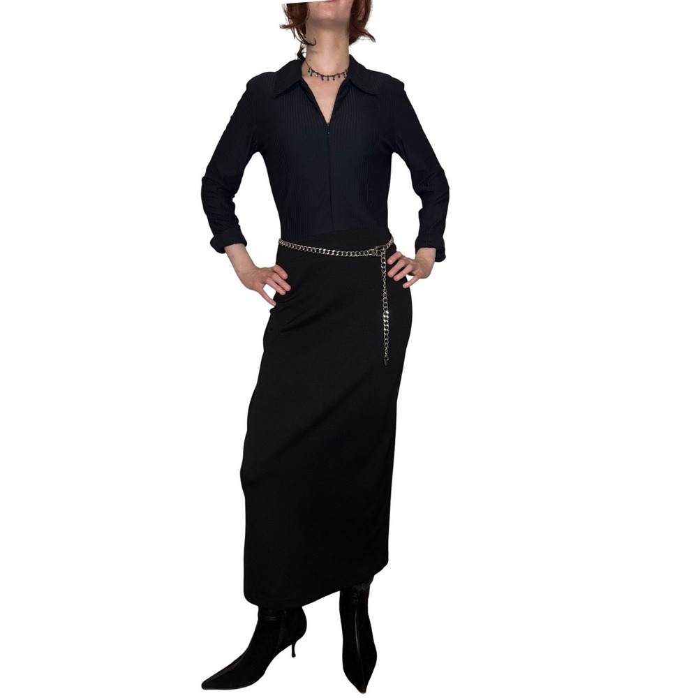 VTG Morticia Addams Style Maxi Pencil Dress Size 4 Dark‎ Academia Corporate Goth
